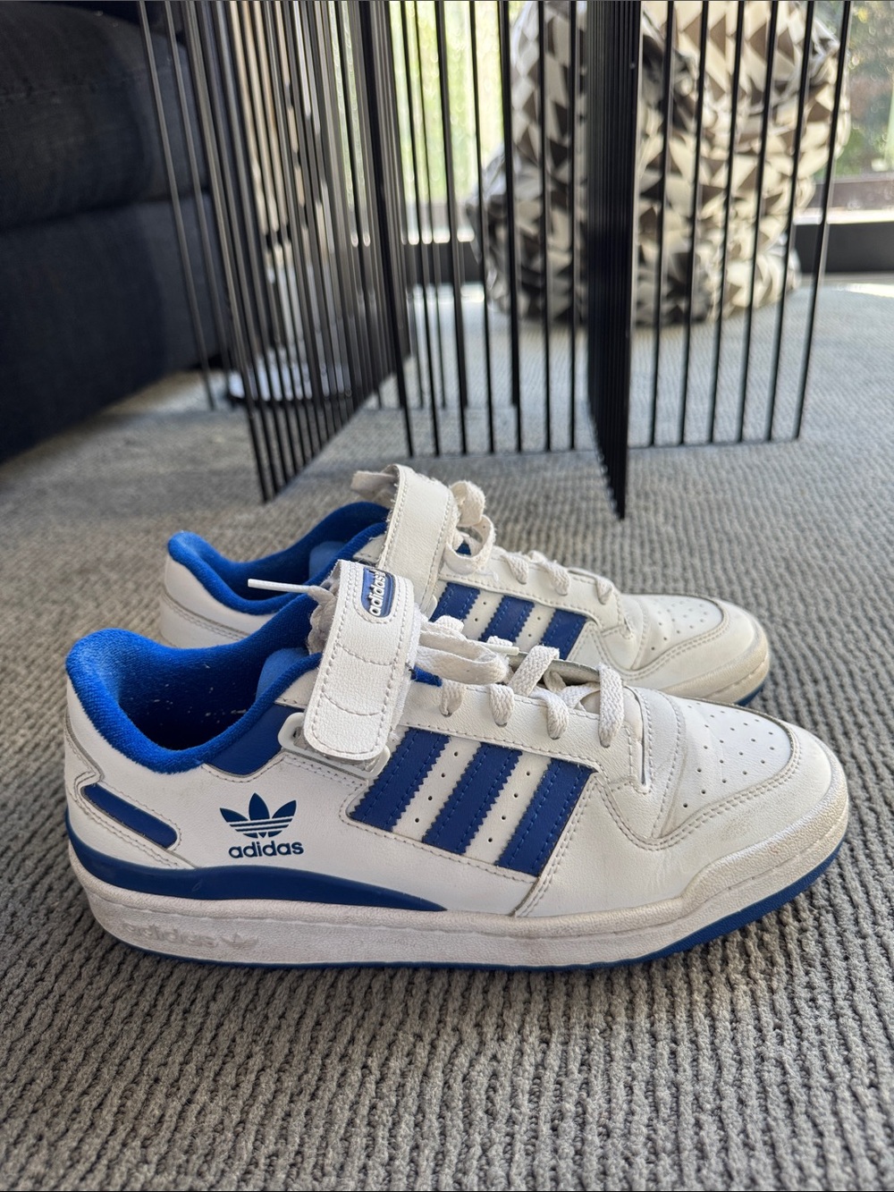 adidas Kids White and Blue Low-Top Sneakers